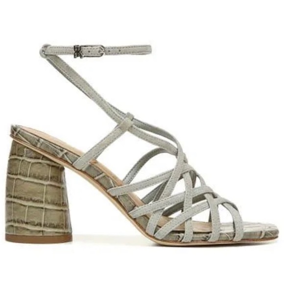 Sam Edelman Daffodil Croc Ankle Strap Block Heel - Picture 1 of 10